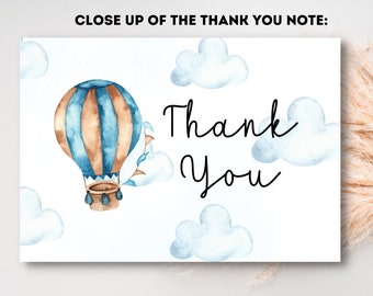 Up Up and Away Hot Air Balloon Baby Shower Thank You, Gender Neutral Baby Shower Thank You, Adventure Awaits Hot Air Balloon Thank You Note