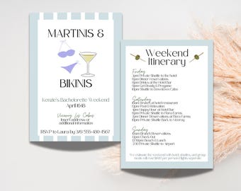 Martinis and Bikinis Bachelorette Invite, Bikinis Martinis Bachelorette Party, Martinis Bikinis Bachelorette Weekend, Tulum Bachel Party