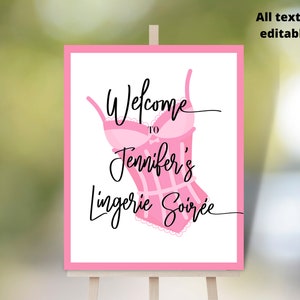 Hot Pink Bridal Shower Welcome Sign | Lingerie Shower Decor | Lingerie Shower Welcome Sign | Welcome Sign Instant Download