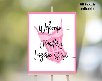 Hot Pink Bridal Shower Welcome Sign | Lingerie Shower Decor | Lingerie Shower Welcome Sign | Welcome Sign Instant Download