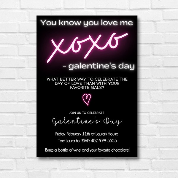 Galentine's Day Party, Girls Valentine's Day Party, Funny Galentine's Day Party Invite, Gossip Girl Party, Phone Invitation, Text Invite