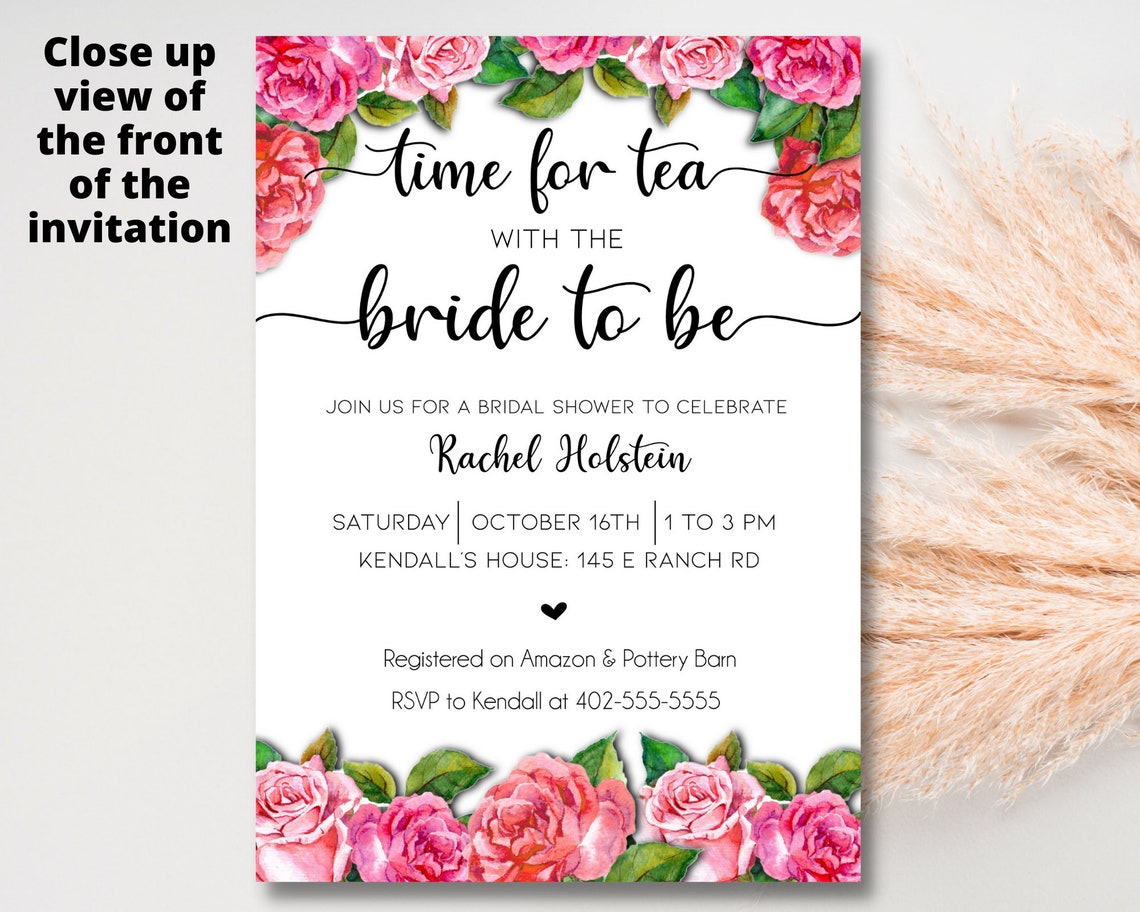 Bridal Shower Tea Party Invitation Template, Printable Bridal Tea Shower Invite, Bridal Brunch ...