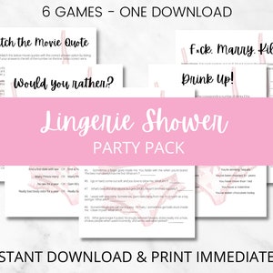 Lingerie Shower Party Games, Bridal Shower Games, Bridal Shower Lingerie, Bachelorette Games, Instant Download, Lingerie Shower Activities