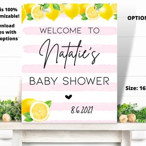 Lemon Lemonade Baby Shower Decor, Lemon Baby Shower Digital Welcome Sign, Baby Girl Shower Decor, Lemon Welcome Sign Digital, Welcome Sign
