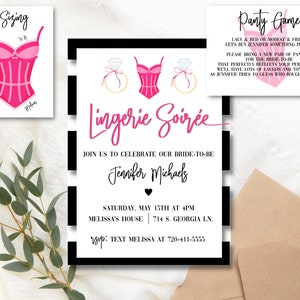 Hot Pink Lingerie Shower Invitation Instant Download | Printable Lingerie Shower Invite | Lingerie Party Bridal Shower | Panty Game
