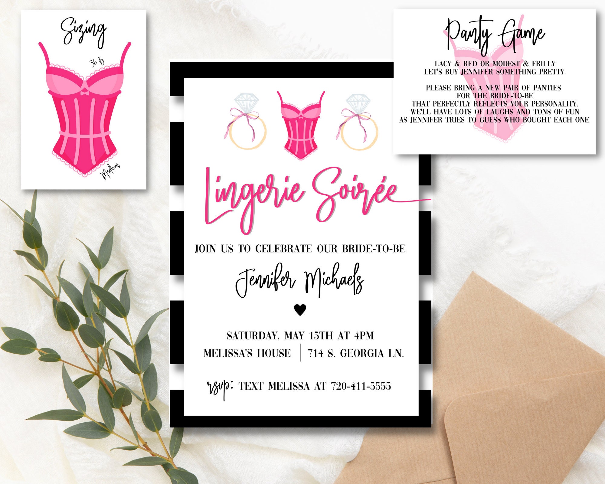 Hot Pink Lingerie Shower Invitation Instant Download | Printable ...