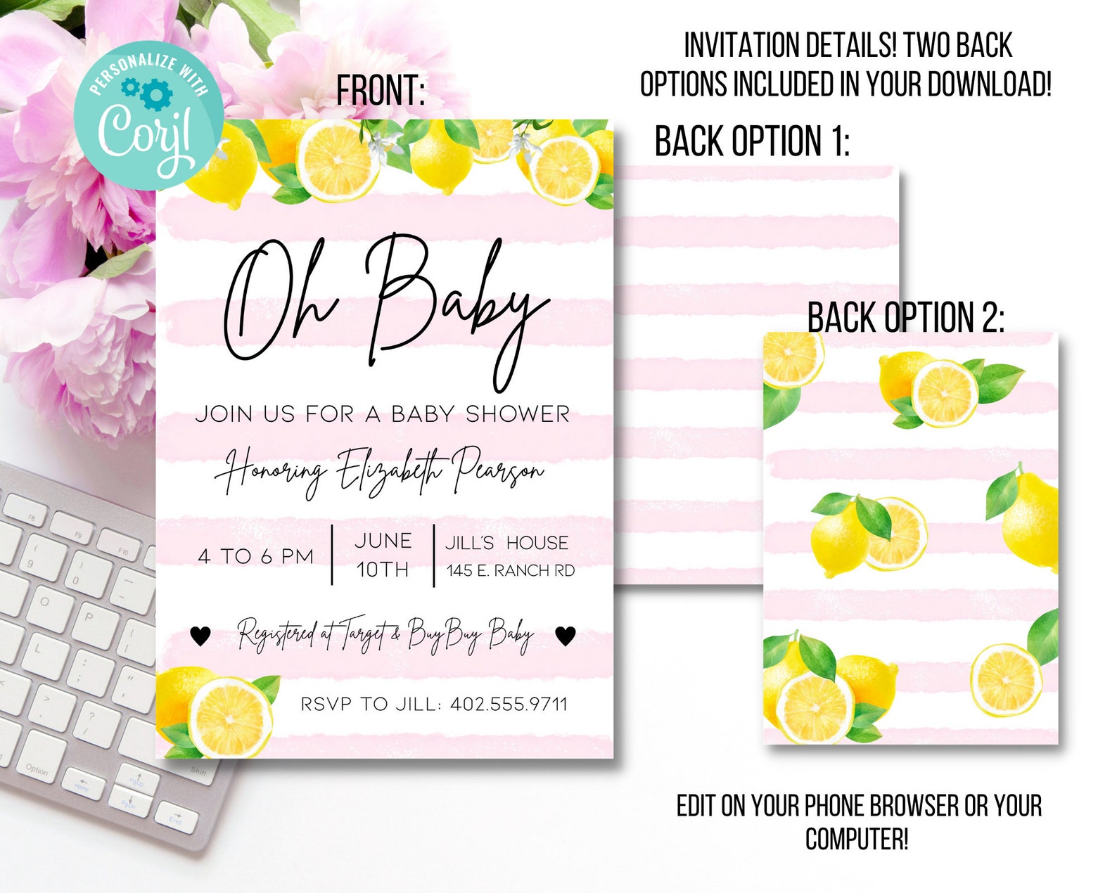 Lemon Lemonade Baby Shower Invitation Lemon Baby Shower Etsy