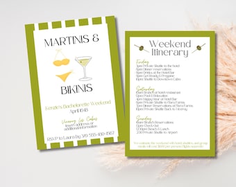 Martinis and Bikinis Bachelorette Invite, Bikinis Martinis Bachelorette Party, Martinis Bikinis Bachelorette Weekend, Tulum Bachel Party
