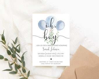 Its a Boy Baby Shower Invite, Boy Baby Shower Invitation, Winter Baby Shower invite, Baby Shower Phone Invitation, greenery baby shower