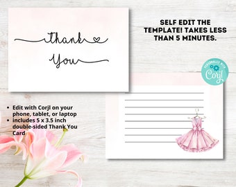 Ballerina Baby Shower Thank You, Tutu Cute Baby Shower Thank You, Ballerina Baby Shower Invitation Thanks, Tutu Party Invitation Thank You