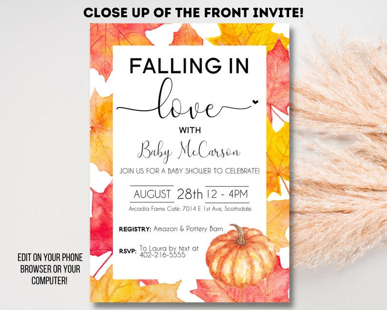 EDITABLE Fall Baby Shower Invitation Template Boy Baby Etsy