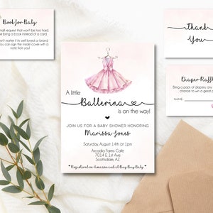Ballerina Baby Shower Invitation, Ballerina Invitation, Girl Baby Shower Theme, diaper raffle, Spring baby shower, Couples Shower Invite