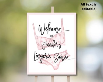 Bridal Shower Welcome Sign | Lingerie Shower Decor | Lingerie Shower Welcome Sign | Welcome Sign Instant Download