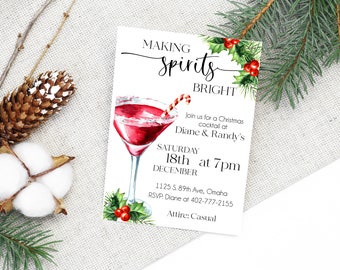 Holiday Party Invite, Christmas Invite, Cocktail Party, Christmas Corporate Invitation, Christmas Invitation Download, Jingle and Mingle