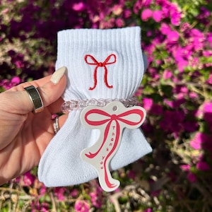 She&#39;s Tying The Knot Favor Crew Socks, Bow Bridal Shower Favors, Pink Bow Bridal Shower Favors, Girly Party Favor Bulk, Bach Party Gift