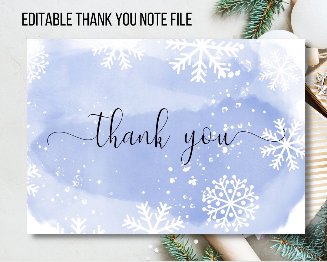 Digital Thank You Note, Winter Thank You, Snow, Baby Shower Thank You