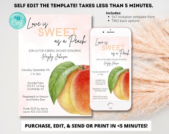 Peach Bridal Shower, Peach Invitation, Peach Bridal Shower Invitation, Peach Bridal, Love is Sweet, Love is Sweet Invitation, Peach Bridal