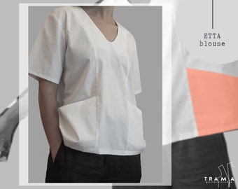 ETTA Bluse - pdf - Schnittmuster - Frauen Bluse mit großen Taschen - Nähanleitung - Größe XS/S bis L/XL - Sofort Download