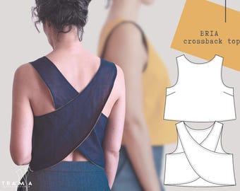Patrón de costura de blusa cruzada: Top fácil para principiantes, tallas EE. UU. 4-22, UE 34-52 (Descargar PDF)