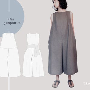 NOA Jumpsuit - digital pdf pattern - Women loose fit jumpsuit  - Sewing tutorial - US sizes 4 to 22 - EU  34 to 52 - Pdf