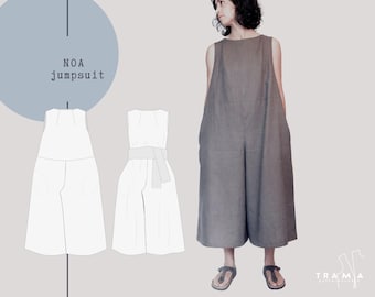 Macacão NOA - molde digital em PDF - Macacão feminino de modelagem solta - Tutorial de costura - Tamanhos EUA 4 a 22 - UE 34 a 52 - PDF