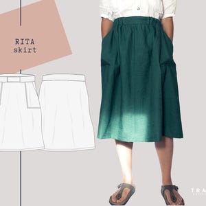 RITA Skirt - digital pdf pattern - Women easy fit skirt  - Sewing tutorial - US Sizes 4 to 38 - EU Sizes 34 to 68 - Instant download
