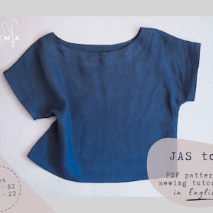 Jas basic boxy top sewing pattern: beginner-friendly blouse (pdf pattern, eu 34-52, us 4-22)