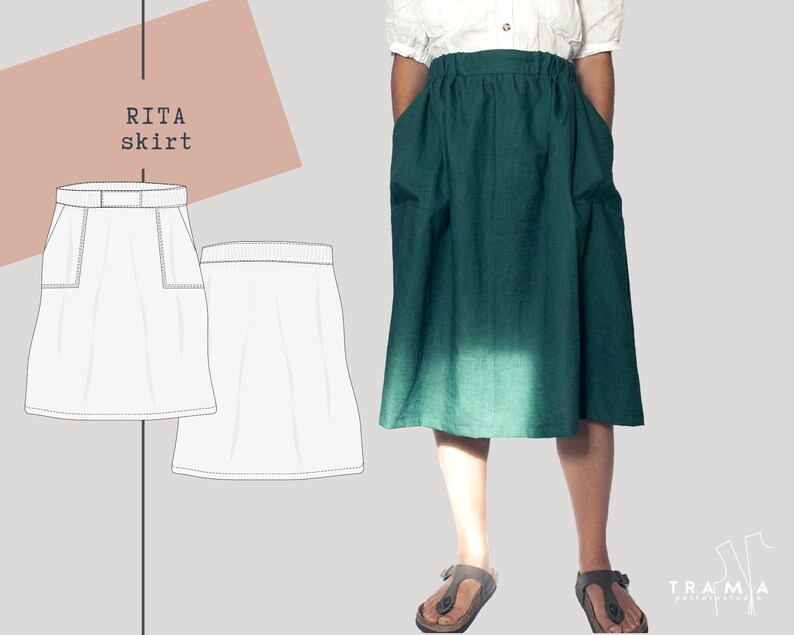 RITA Skirt Digital Pdf Pattern Women Easy Fit Skirt - Etsy