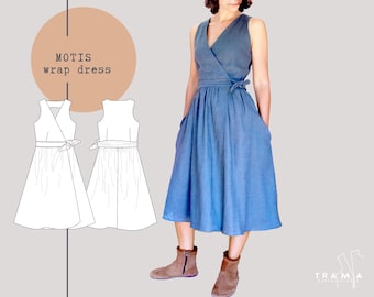 Molde para vestido envelope MOTIS: com bolsos (EUA 4-22, UE 34-52) (Download digital)