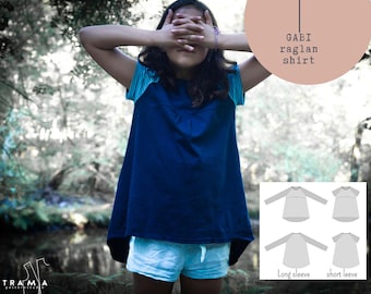 Molde em PDF para camisa raglan GABI: Tutorial de costura de túnica infantil (Tamanhos 2 a 10, Download instantâneo)