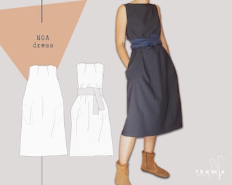 Molde de costura em PDF para vestido oversized NOA: Ajuste fácil (tamanhos EUA 4-22, UE 34-52) (Download digital)