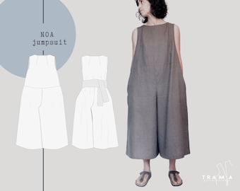 NOA Jumpsuit - digital pdf pattern - Women loose fit jumpsuit  - Sewing tutorial - US sizes 4 to 22 - EU  34 to 52 - Pdf