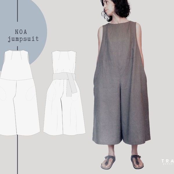 Combi-pantalon NOA - modèle numérique pdf - Combi-pantalon ample pour femme - Tutoriel de couture - Tailles US 4 à 22 - UE 34 à 52 - Pdf