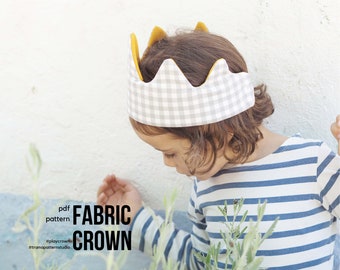 Fabric crown sewing pattern. DIY fabric crown. Fabric tiara. Waldorf crown sewing pattern. Toddler baby pattern. Children sewing pattern