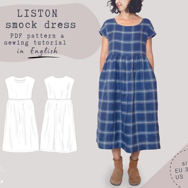 LISTON Hängerchen Kleid - digitales pdf Schnittmuster - mit Taschen - US 4 - 22 | EU 34 zu 52 - Sofortdownload