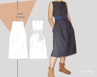 NOA Oversize Dress - digital pdf pattern - Women easy fit dress  - Sewing tutorial - US Sizes 4 to 22 - EU Sizes 34 to 52 - Instant download