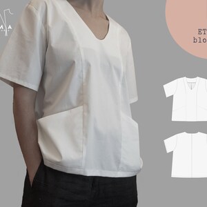 ETTA Blouse - digital pdf pattern - Women large pockets blouse  - Sewing tutorial - Size XS/S to L/XL - Instant download