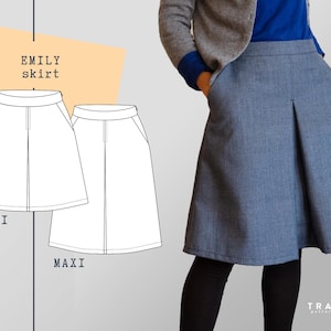 Pleated Midi/Maxi Skirt Sewing Pattern: Lined A-Line Design (US 4-22 EU34-52) (PDF Pattern)