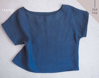 Patrón top básico JAS - patrón digital pdf - Patrón blusa mujer - tejida o de punto - Tutorial de costura - Talla 34 al 52 - Descarga instantánea