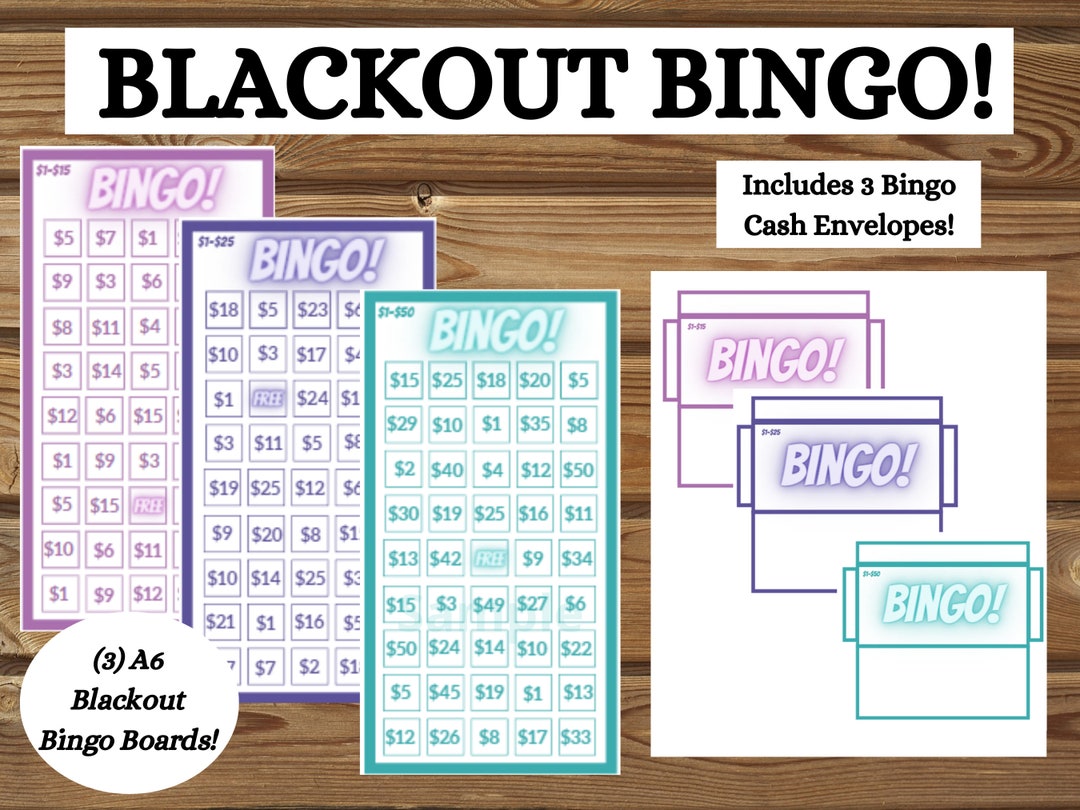 Blackout Bingo Savings Challenge & Printable Cash Envelopes A6 Budget