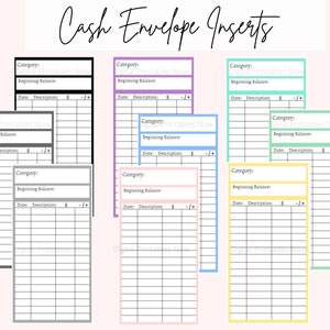 Printable Cash Envelope Inserts | Printable Cash Envelope | Cash Envelope Inserts Printable | Cash Transaction Printable | A6 Envelopes