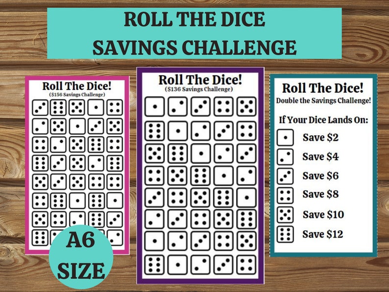 Roll the Dice Savings Challenge Printable for A6 Cash Etsy