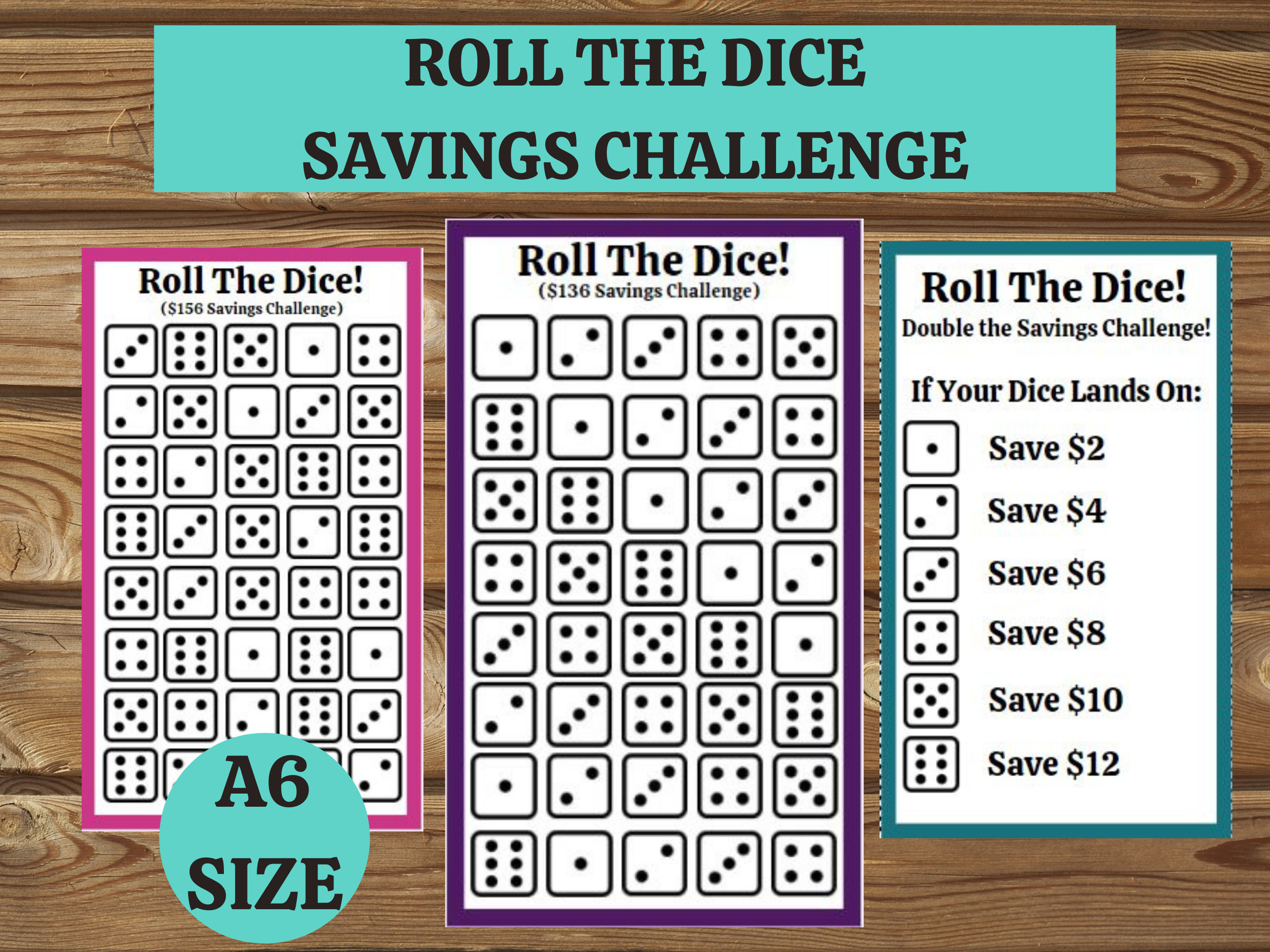 Roll the Dice Savings Challenge Printable for A6 Cash Etsy Canada