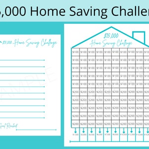 15K Home Saving Challenge Printable | Printable Home Saving Tracker |15K Home Savings Printable | House Savings Challenge | First Time Home