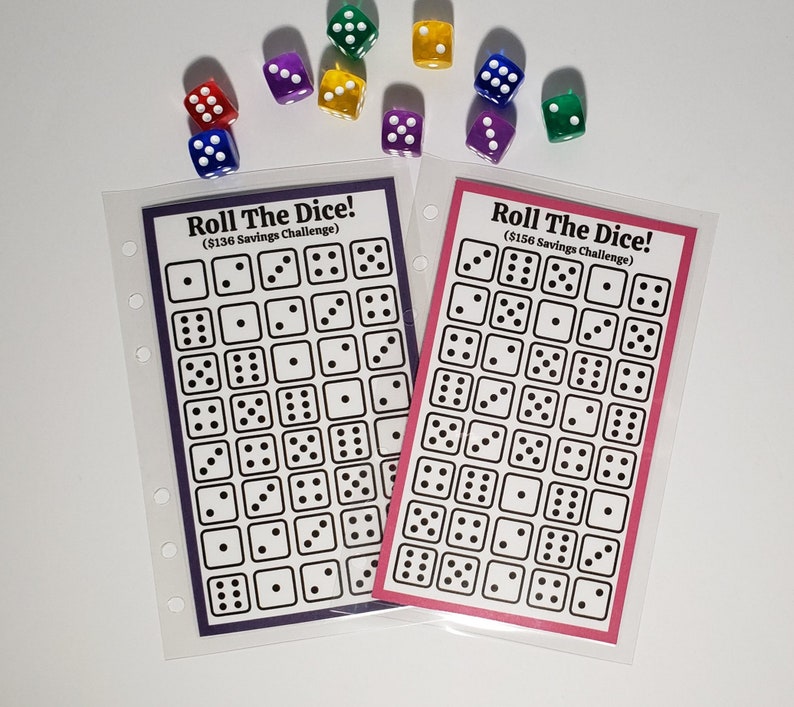Laminated Roll the Dice Savings Challenge Board A6 & Free Dice Etsy