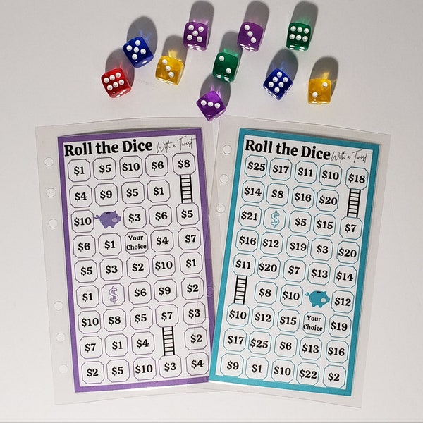 Roll the Dice Savings Challenge Game Fits A6 Budgeting Binders & Cash Envelopes | Saving Challenge | Cash Stuffing | Cash Stuffing Envelope