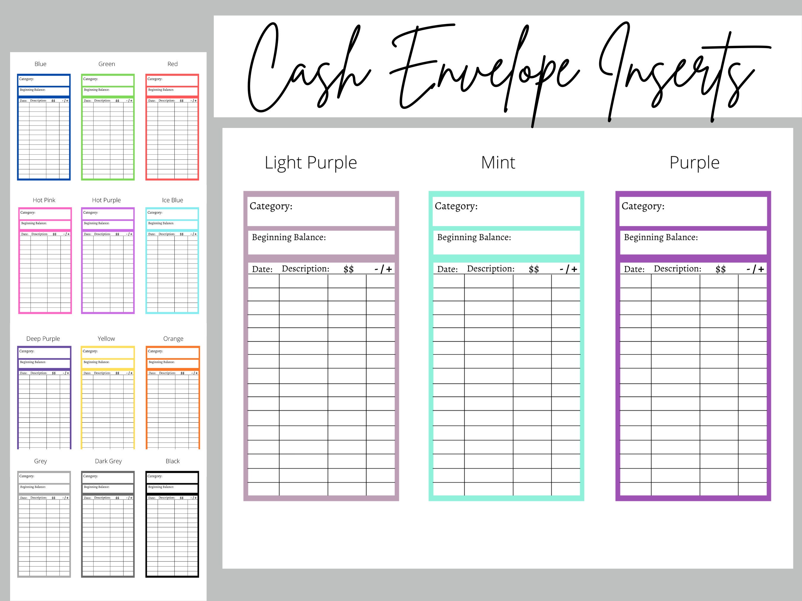 Printable Cash Envelope Deposit & Withdrawal Trackers Fits Etsy