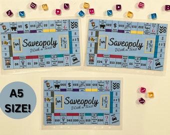 A5 Large Saveopoly Savings Challenge Game Fits A5 Budget Binders & A5 Cash Envelopes | A5 Budget Planner | A5 Savings Challenge Binder |