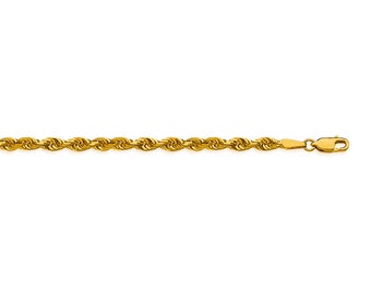 Rope Link Chain Unisex Sz 4.40 mm 22" 24" 30" Dainty Diamond Cut Rope Chain Necklace 10K Solid Yellow Gold