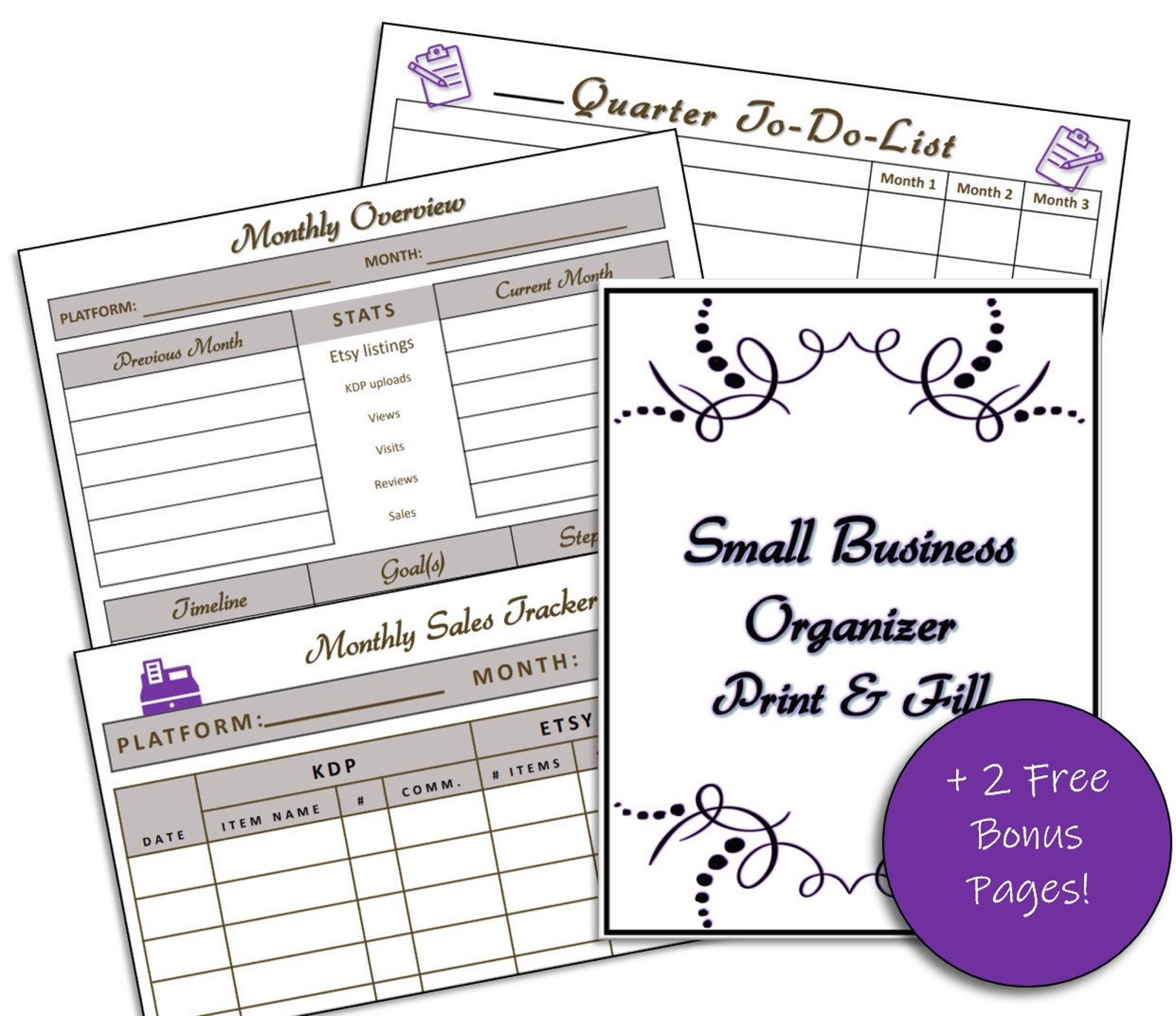 Small Business Organizer with BONUS FREEBIES Print and Fill Etsy